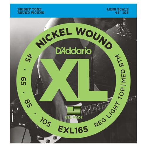 D'addario EXL165 ニッケル 45-105 レギュラーライトトップミディアムボトムエレキベース弦
