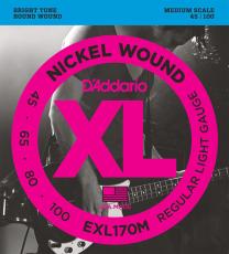 D'addario EXL170M ニッケル 45-100 レギュラーライト Mediumミディアムスケール エレキベース弦