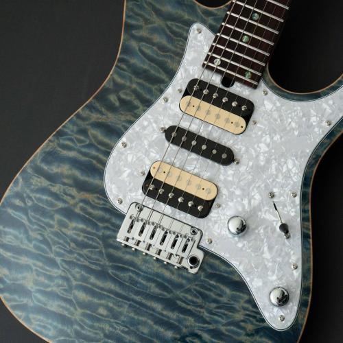 T's DST-Pro 24 Master Grade Quilt Maple w/Bird's Eye Maple Neck -Trans Blue Denim-