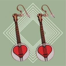 Deering Banjo Heart Wooden Earrings _2