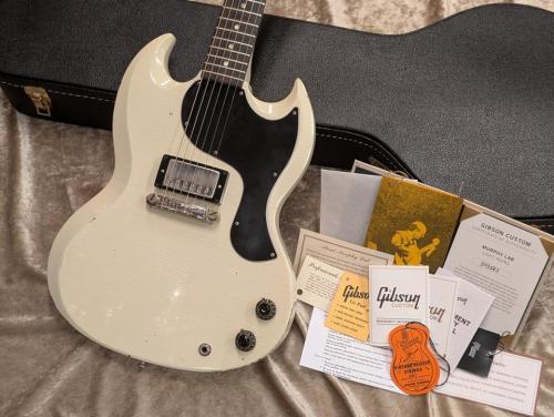 Gibson Custom Shop Murphy Lab 1963 SG Junior w/ Humbucker Light Aged Polaris White s/n 503543