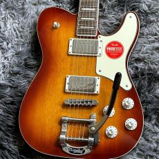 Squier Paranormal Troublemaker Telecaster Deluxe Bigsby, Parchment Pickguard, Honey Sunburst