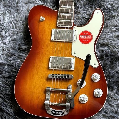 Squier Paranormal Troublemaker Telecaster Deluxe Bigsby, Parchment Pickguard, Honey Sunburst