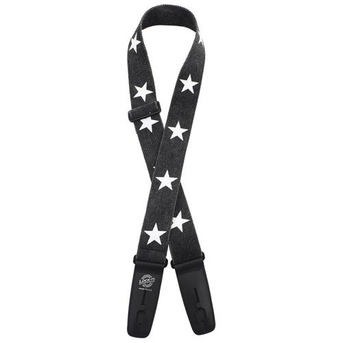Lock-It Straps Designer LIS 301-D03 Black/White Stars《ギターストラップ》【オンラインストア限定】