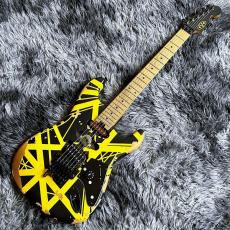 EVH Limited Edition Striped Series Frankenstein Frankie Black with Yellow Stripes,Aged_2