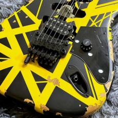 EVH Limited Edition Striped Series Frankenstein Frankie Black with Yellow Stripes,Aged_3