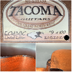 TACOMA ECM-38C LTD / Solid Cedar Top・Solid Honduras Mahogany Side and Back・Venetian Cutaway・Abalone Trim and Rosette・Ebony Fingerboard and Bridge・Fan-Shaped Inlay・Gloss Finish【With Original Hard Case】2001年製_16