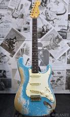Fender Custom Shop MBS 1963 Stratocaster Ultimate Relic -Taos Turquoise over Olympic White- by Dennis Galuszka_2
