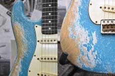 Fender Custom Shop MBS 1963 Stratocaster Ultimate Relic -Taos Turquoise over Olympic White- by Dennis Galuszka_8
