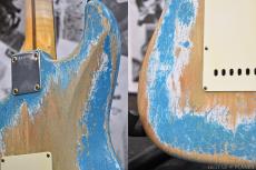 Fender Custom Shop MBS 1963 Stratocaster Ultimate Relic -Taos Turquoise over Olympic White- by Dennis Galuszka_10