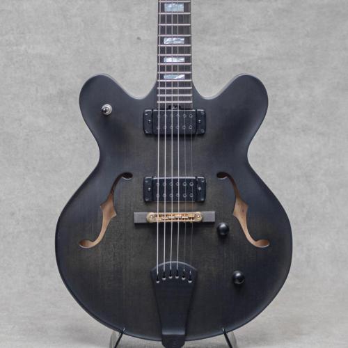 Victor Baker Guitars Model 35 Chambered Semi-hollow Black Smoke Stain Block Position Gold Hardware S/N:754