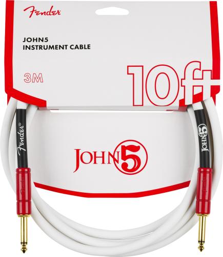 Fender John 5 Instrument Cable White and Red 10' (3m S/S)【オンラインストア限定】