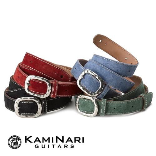KAMINARI GUITARS ~Genuine Leather Straps~ Velour Leather Strap -Emerald Green- │ ギター/ベースストラップ