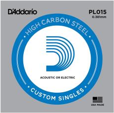D'addario PL015 アコギ/エレキギター兼用弦 Plain Steel 015 【バラ弦1本】