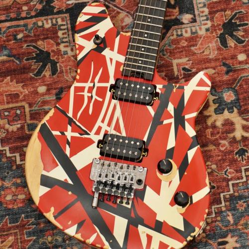 EVH Limited Edition Wolfgang Special Striped Series, Ebony Fingerboard, Red, Black, and White, Aged