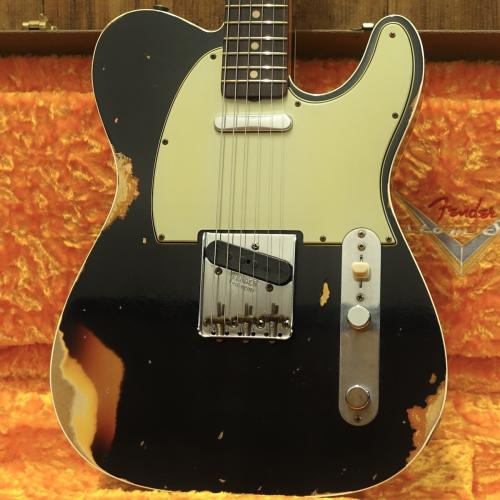 Fender Custom Shop 1960 Telecaster Custom Heavy Relic Aged Black Over Chocolate 3-Tone Sunburst