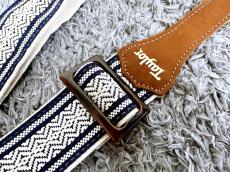 Taylor Taylor Academy Strap White/Blue Jacquard Cotton 2"_2