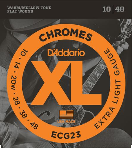 D'addario ECG23 CHROMES Extra Light 10-48 フラットワウンド弦