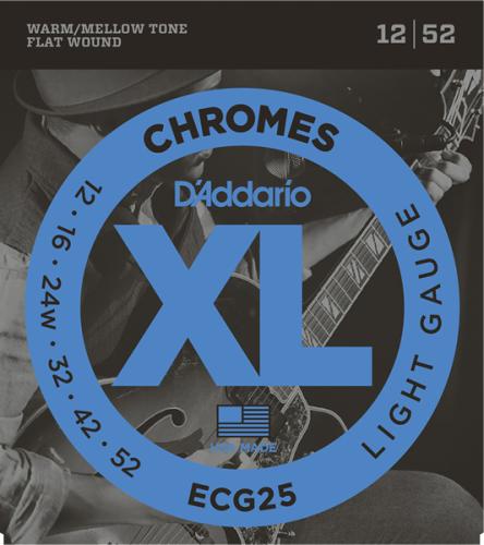 D'addario ECG25 CHROMES Light 12-52 フラットワウンド弦