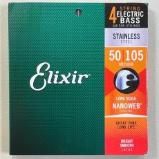 Elixir 14702 Electric Bass Stainless Steel with NANOWEB Coating 4-String Medium, Long Scale 050~105