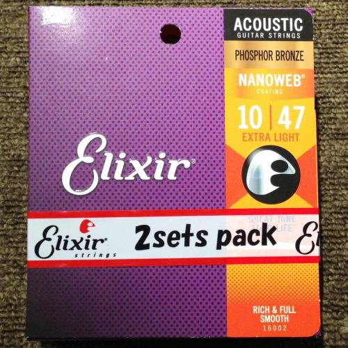 Elixir 16002 2PK Acoustic Phosphor Bronze with NANOWEB Coating Extra Light 010~047