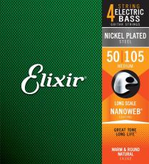 Elixir 14102 Electric Bass Nickel Plated Steel with NANOWEB Coating 4-String Medium, Long Scale 050~105
