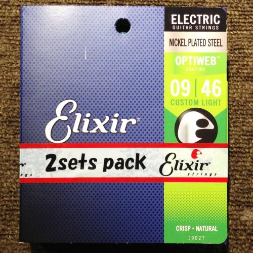 Elixir 19027 2PK Electric Nickel Plated Steel with OPTIWEB Coating Custom Light 009~046