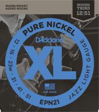 D'addario EPN21 PURE NICKEL Jazz Light 12-51 エレキギター弦