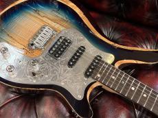 Astrum Guitars Aries Metal SSH Piezo Spalted -Natural to Blue Burst-_5