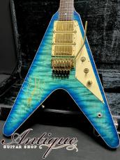 ESP One-Off Show Model THE ALFEE Takamizawa Signature Flying TV Premium Blue Sunburst /Premium Grade Quilt Top w/Signed "Not For Sale Model"_2