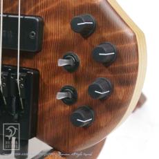 Charo's CH-B5 Compact Headless Bass (Full Cover Flame Redwood Top / Hard Maple Neck)_13