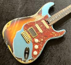 Shue Guitars New Classic S TM80 Gold Hardware / Lake Placid Blue over Sunburst