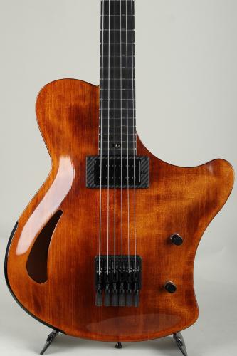 Victor Baker Guitars Ergonomic Semi hollow Headless / Amber burst with high gloss topcoat 2024