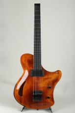 Victor Baker Guitars Ergonomic Semi hollow Headless / Amber burst with high gloss topcoat 2024_2