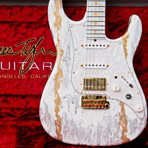 James Tyler Studio Elite HD Faux Matching Head, Neck, and Fingerboard w/Gold EXP logo -White Shmear-
