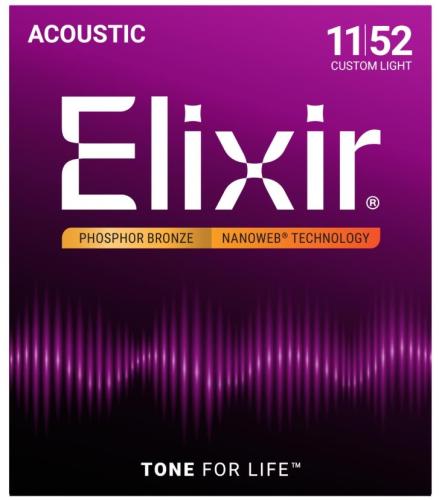Elixir NANOWEB PHOSPHOR BRONZE COSTOM LIGHT #16027【11-52/アコースティックギター弦】