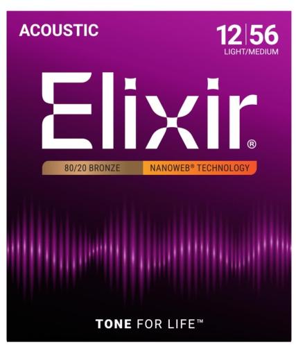 Elixir NANOWEB 80/20 BRONZE LIGHT/MEDIUM #11077【12-56/アコースティックギター弦】