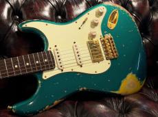 XOTiC XSC-2 5A Grade Flame Maple Neck Heavy Aged Gold Parts~ Sherwood Green~ #4216_2