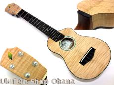 Purity Ukulele H-053] ハーフサイズ カッタウェイ カーリーメイプル
