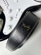 MOODY STRAPS 2.5" LEATHER BACKED GUITAR STRAP -LEATHER- BLACK/BEIGE