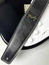 MOODY STRAPS 2.5" LEATHER BACKED GUITAR STRAP -LEATHER- BLACK/BEIGE_2