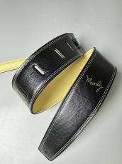 MOODY STRAPS 2.5" LEATHER BACKED GUITAR STRAP -LEATHER- BLACK/BEIGE_3