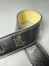 MOODY STRAPS 2.5" LEATHER BACKED GUITAR STRAP -LEATHER- BLACK/BEIGE_4