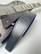 MOODY STRAPS 2.5" LEATHER BACKED GUITAR STRAP -SUEDE- BLACK/BLUE