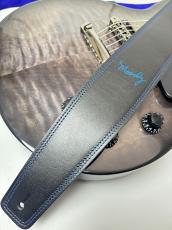MOODY STRAPS 2.5" LEATHER BACKED GUITAR STRAP -SUEDE- BLACK/BLUE_2