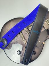MOODY STRAPS 2.5" LEATHER BACKED GUITAR STRAP -SUEDE- BLACK/BLUE_3