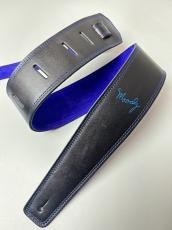 MOODY STRAPS 2.5" LEATHER BACKED GUITAR STRAP -SUEDE- BLACK/BLUE_4