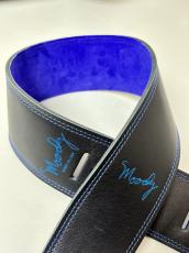 MOODY STRAPS 2.5" LEATHER BACKED GUITAR STRAP -SUEDE- BLACK/BLUE_5