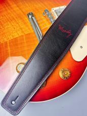 MOODY STRAPS 2.5" LEATHER BACKED GUITAR STRAP -SUEDE- BLACK/RED_2
