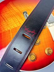 MOODY STRAPS 2.5" LEATHER BACKED GUITAR STRAP -SUEDE- BLACK/RED_3